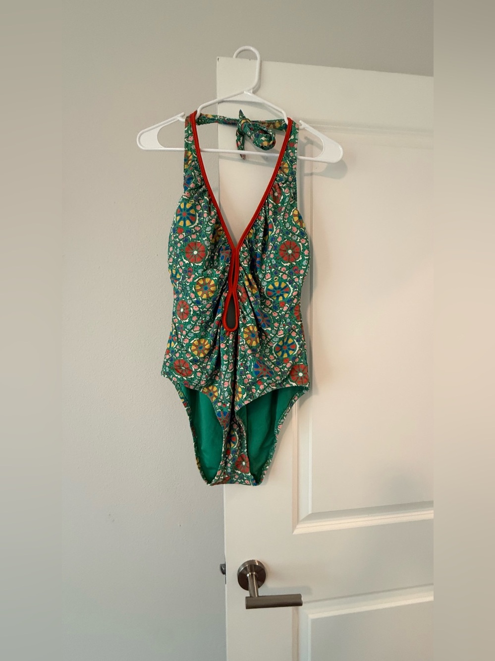 RHODE x Target Zinnia Floral Halter One-Piece Swimsuit – Green/Red - Picture 2 of 8
